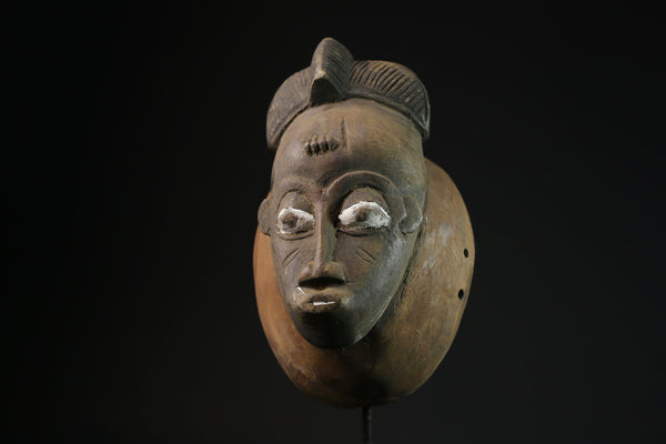 African Mask - Handcrafted Tribal Wall Décor, Vintage Baule Wood Sculpture, Unique Antique Art Piece for Home Decoration & Collectibles-5379