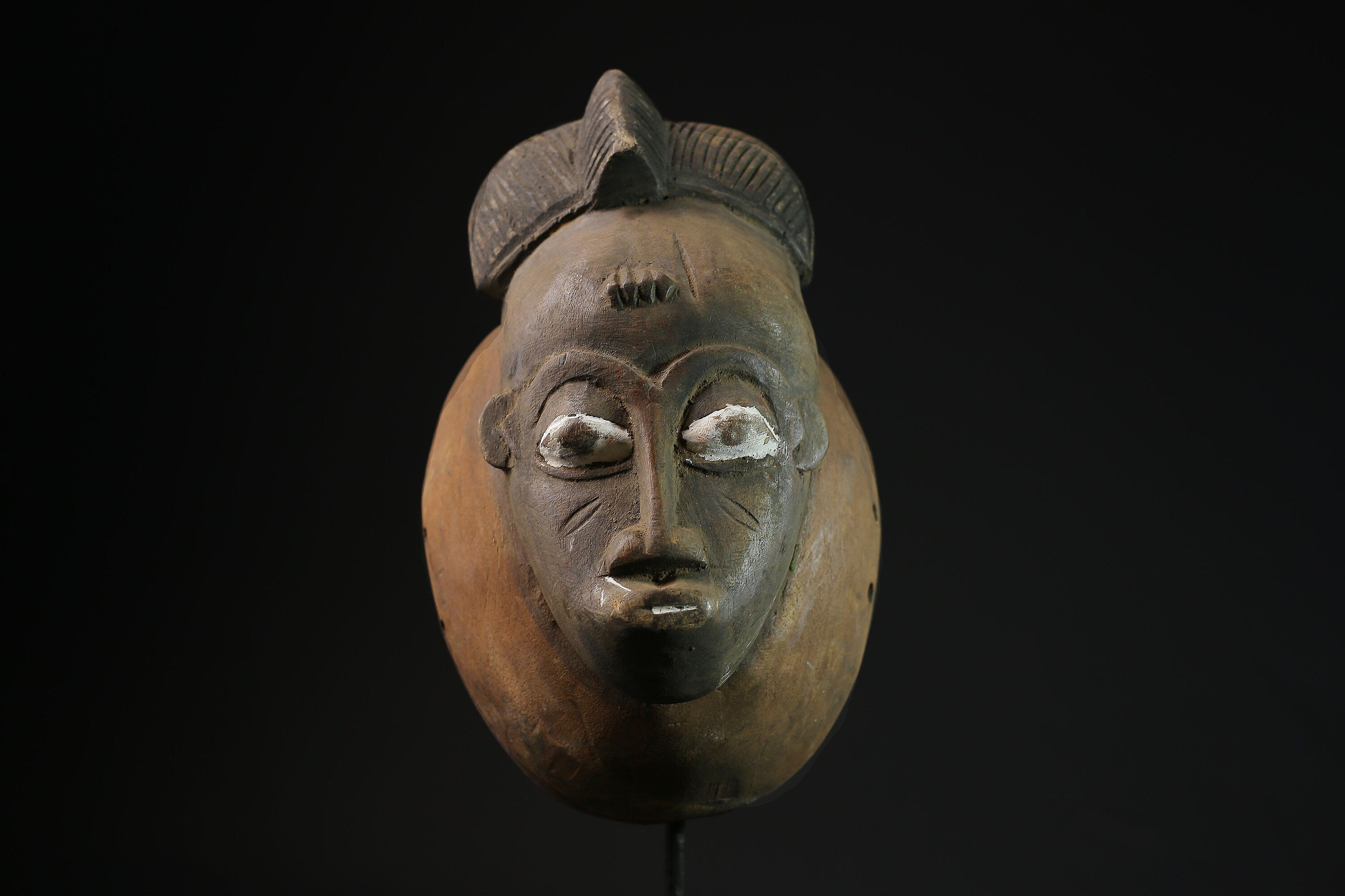 African Mask - Handcrafted Tribal Wall Décor, Vintage Baule Wood Sculpture, Unique Antique Art Piece for Home Decoration & Collectibles-5379
