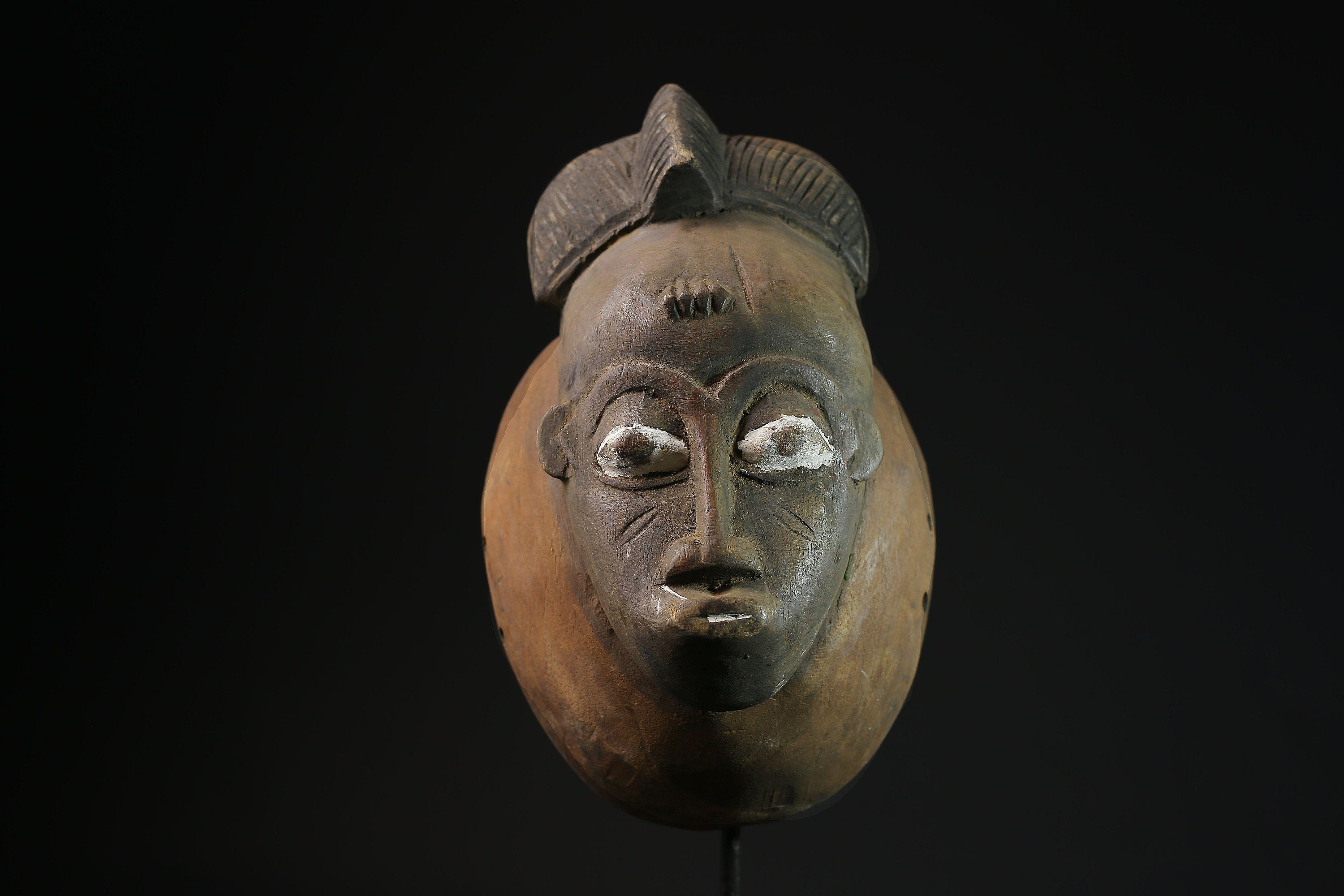 African Mask - Handcrafted Tribal Wall Décor, Vintage Baule Wood Sculpture, Unique Antique Art Piece for Home Decoration & Collectibles-5379