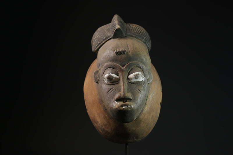 African Tribal Wood Baule Antique Mask Handcrafted Wooden Wall Decoration -5379