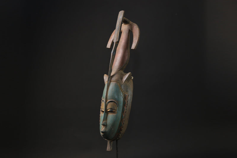 African masks antiques wooden mask wall hanging primitive art African Baule-9824
