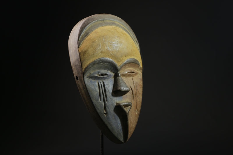 African Mask - Hand-Carved Tribal Face Mask from the Lega People of the Congo - Unique Bwami Society Wall Décor for Art Collectibles-6810