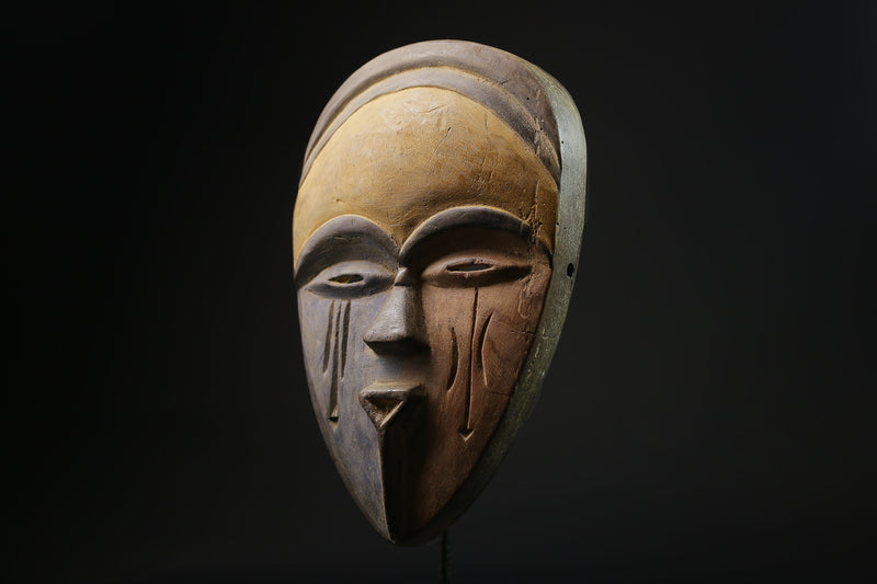 African Mask - Hand-Carved Tribal Face Mask from the Lega People of the Congo - Unique Bwami Society Wall Décor for Art Collectibles-6810