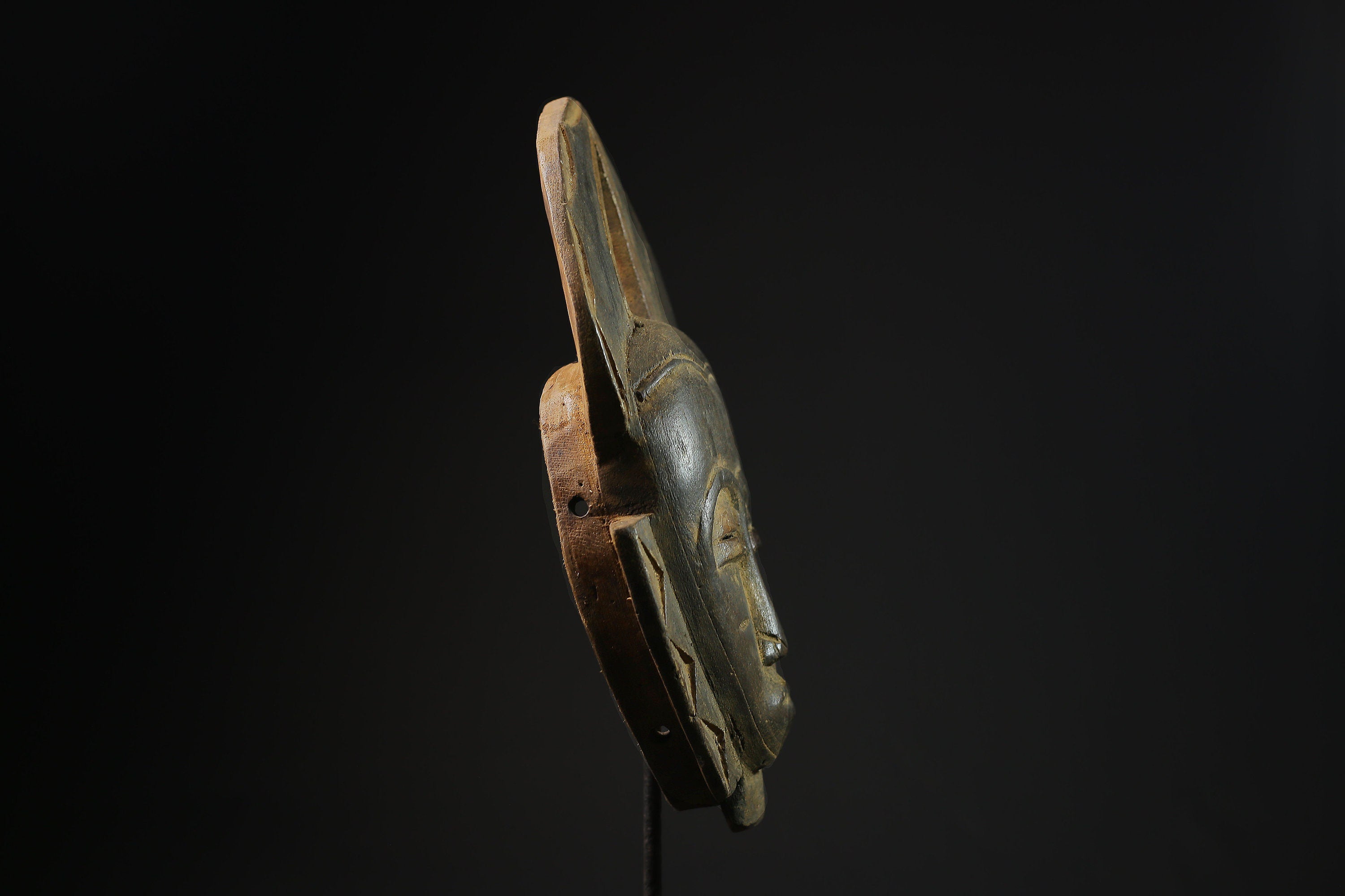 African Mask - Hand-Carved Wooden Baule Tribal Mask - Unique Wall Hanging Art Décor for Home and Ethnic Collectible Display-7860