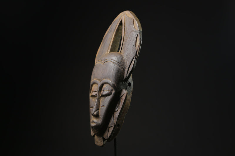 African Mask - Hand-Carved Wooden Baule Tribal Mask - Unique Wall Hanging Art Décor for Home and Ethnic Collectible Display-7860