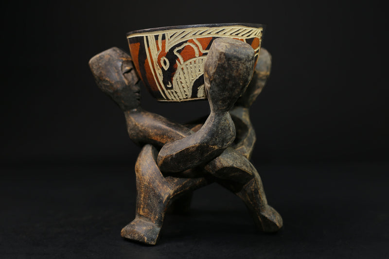 African Handcrafted Made Of Wood Intertwined Figurine Home Décor statue-3233