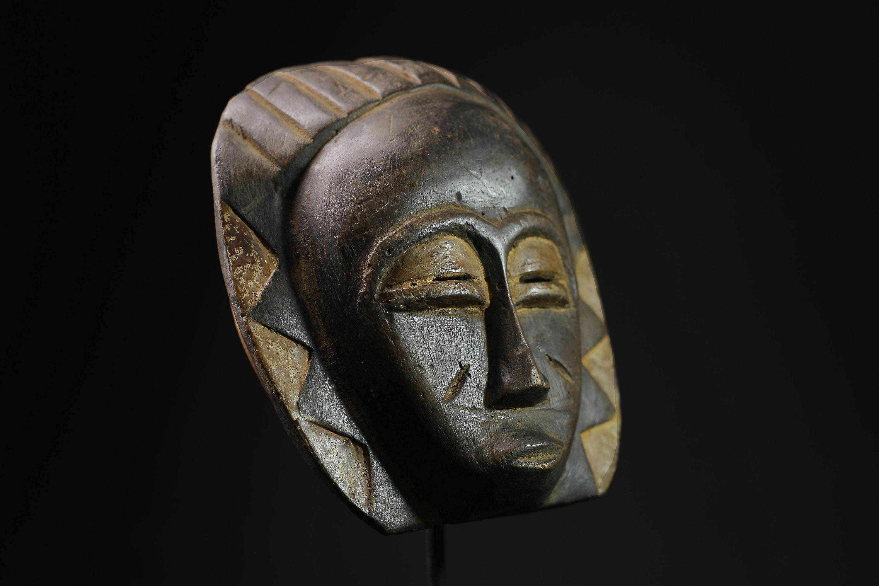 African Mask - Antique Tribal Face Mask - Vintage Hand-Carved Wooden Wall Hanging Décor for Unique Home Art and Collectibles Display-5347