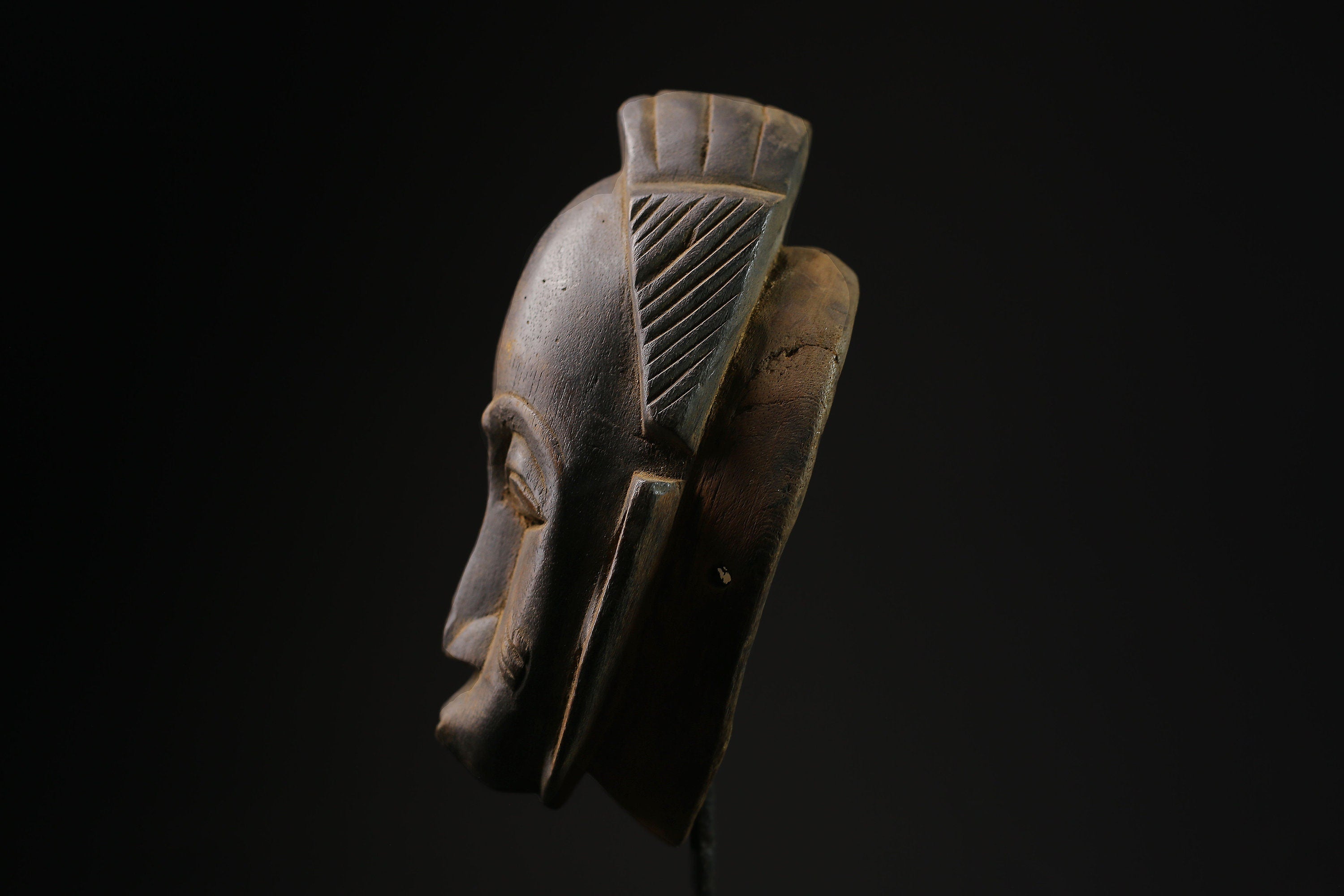 African Mask - Vintage Yaoure Tribal Face Mask - Hand-Carved Wooden Hanging Art for Unique Home Décor and Cultural Collectibles-5247