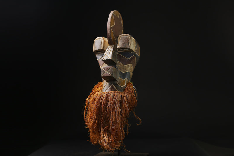 African Mask - Hand-Carved Songye Kifwebe Tribal Art - Unique Wood Sculpture for Ethnic Home Decor and Collectible Display-G2131