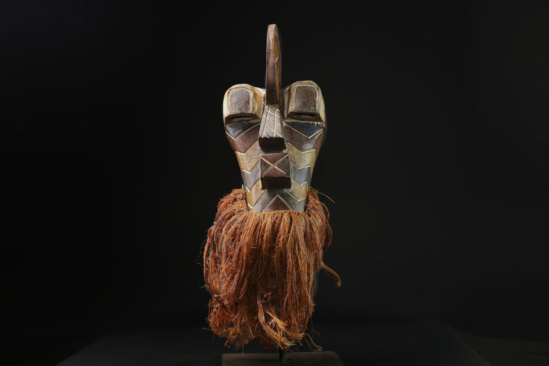 African Mask - Hand-Carved Songye Kifwebe Tribal Art - Unique Wood Sculpture for Ethnic Home Decor and Collectible Display-G2131