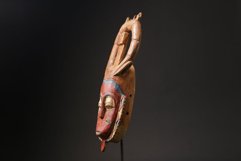 African wood mask antiques Face Vintage Wood Carved Hanging Guro masks for wall-G2445
