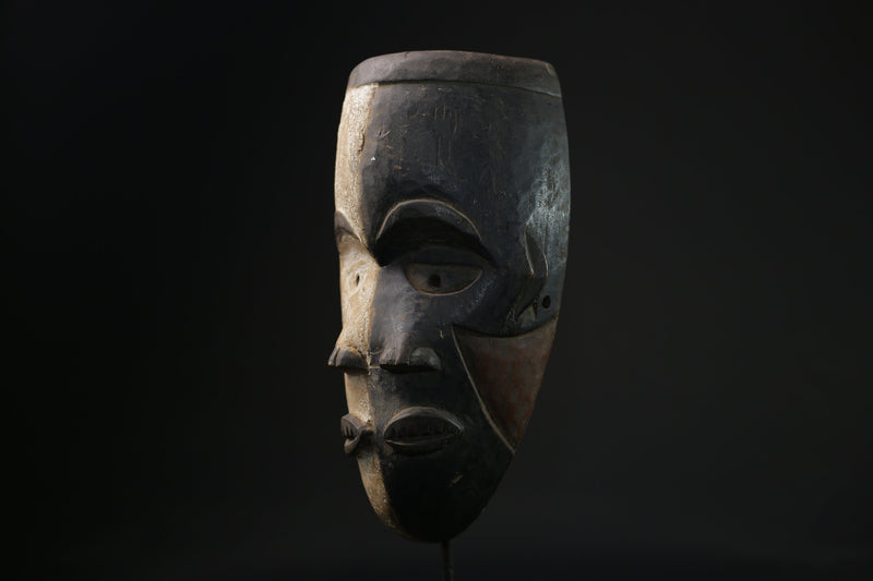 African art Igbo and white mask female spirit Face Mask Wood Hand Carved-6727