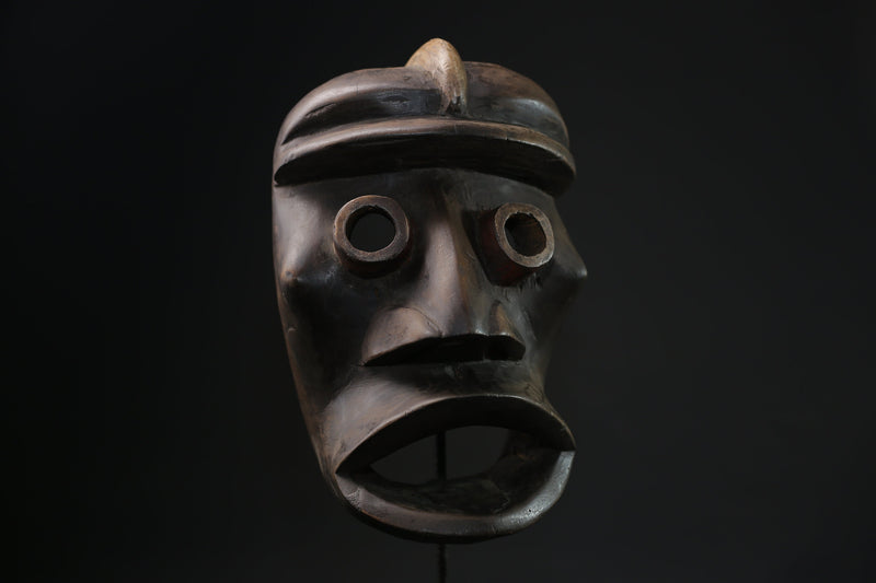 African Tribal Face Mask Wood Hand Carved Vintage Wall Hanging Dan Masks-8301