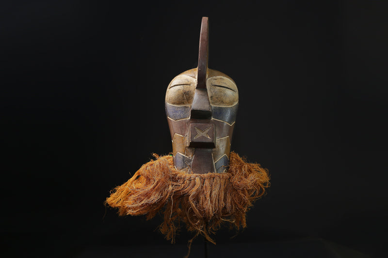 African wood Large Raphia, Wood songye basongye Congo DRC mask masks for wall-G2141