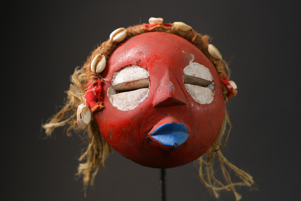 African Masks for wall GHANA Wooden Handmade folk art Antiques Mid century-9848
