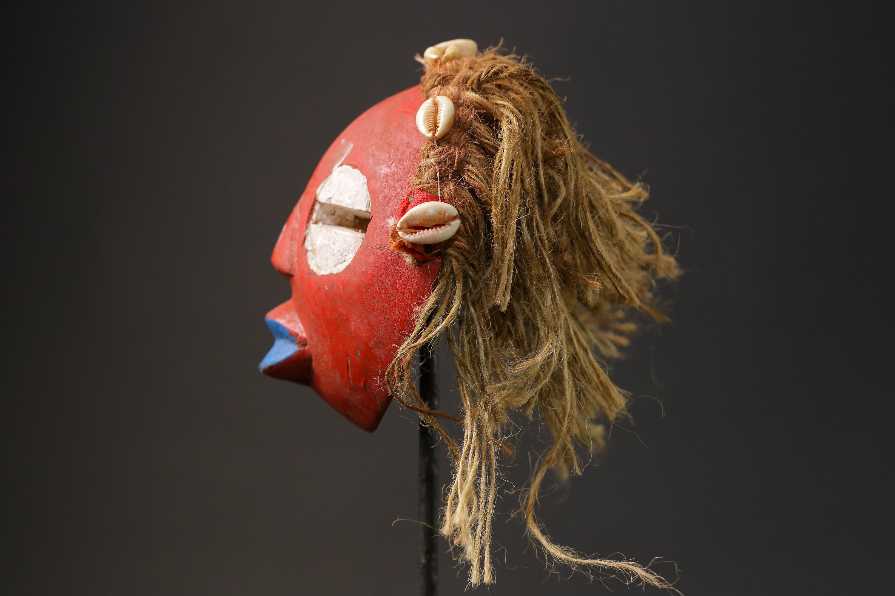 African Masks for wall GHANA Wooden Handmade folk art Antiques Mid century-9848