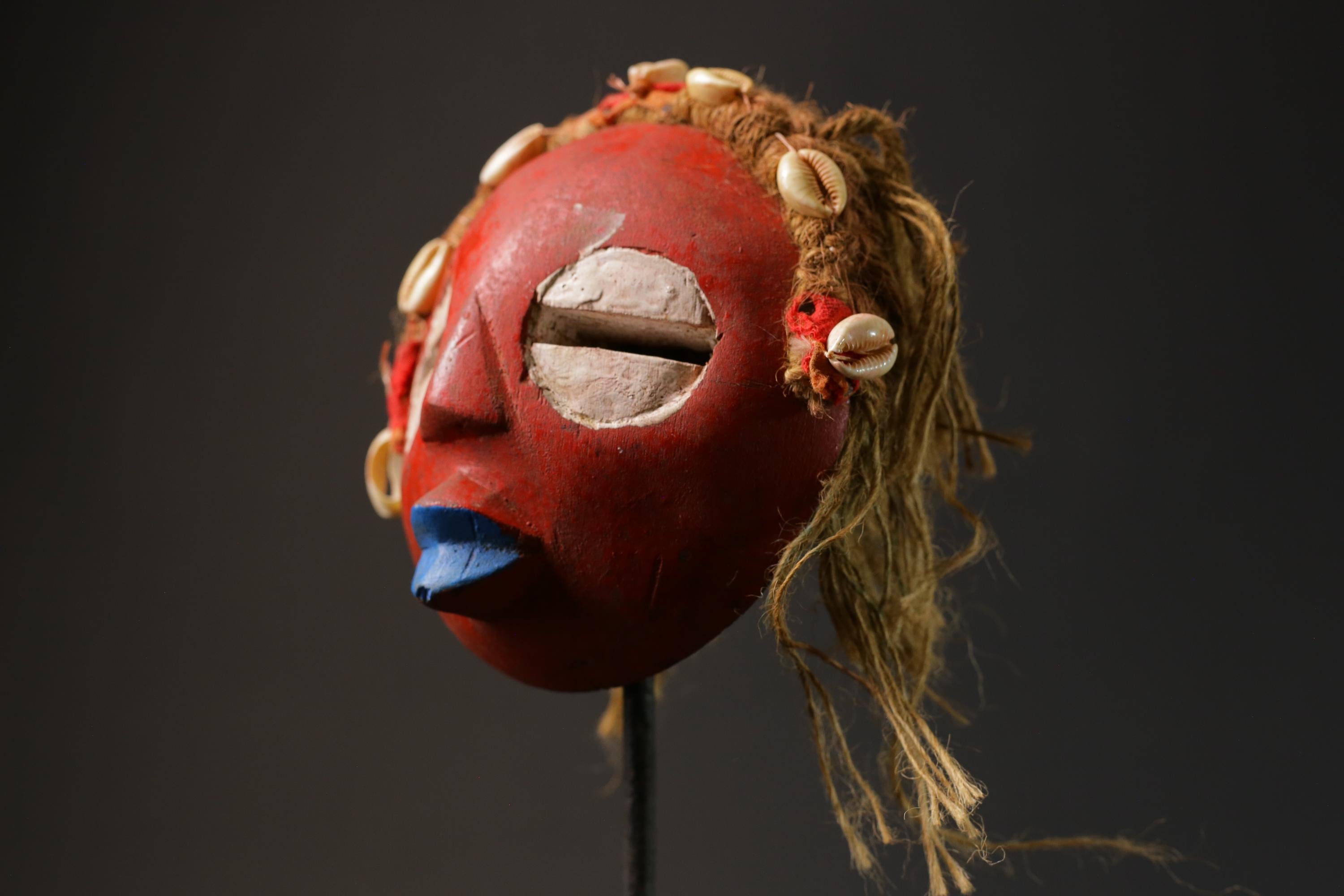African Masks for wall GHANA Wooden Handmade folk art Antiques Mid century-9848