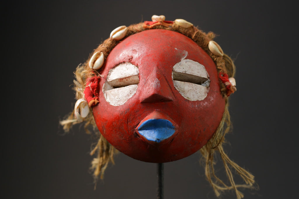 African Masks for wall GHANA Wooden Handmade folk art Antiques Mid century-9848