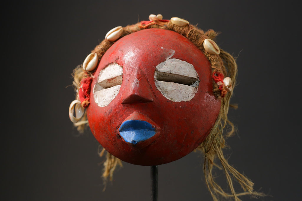 African Masks for wall GHANA Wooden Handmade folk art Antiques Mid century-9848