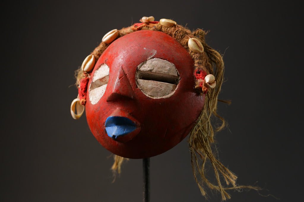 African Masks for wall GHANA Wooden Handmade folk art Antiques Mid century-9848