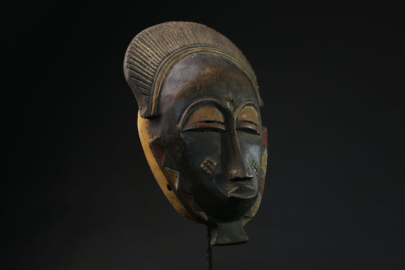 African Antique mask hand carved wooden wall decor tribe Vintage guro-5393
