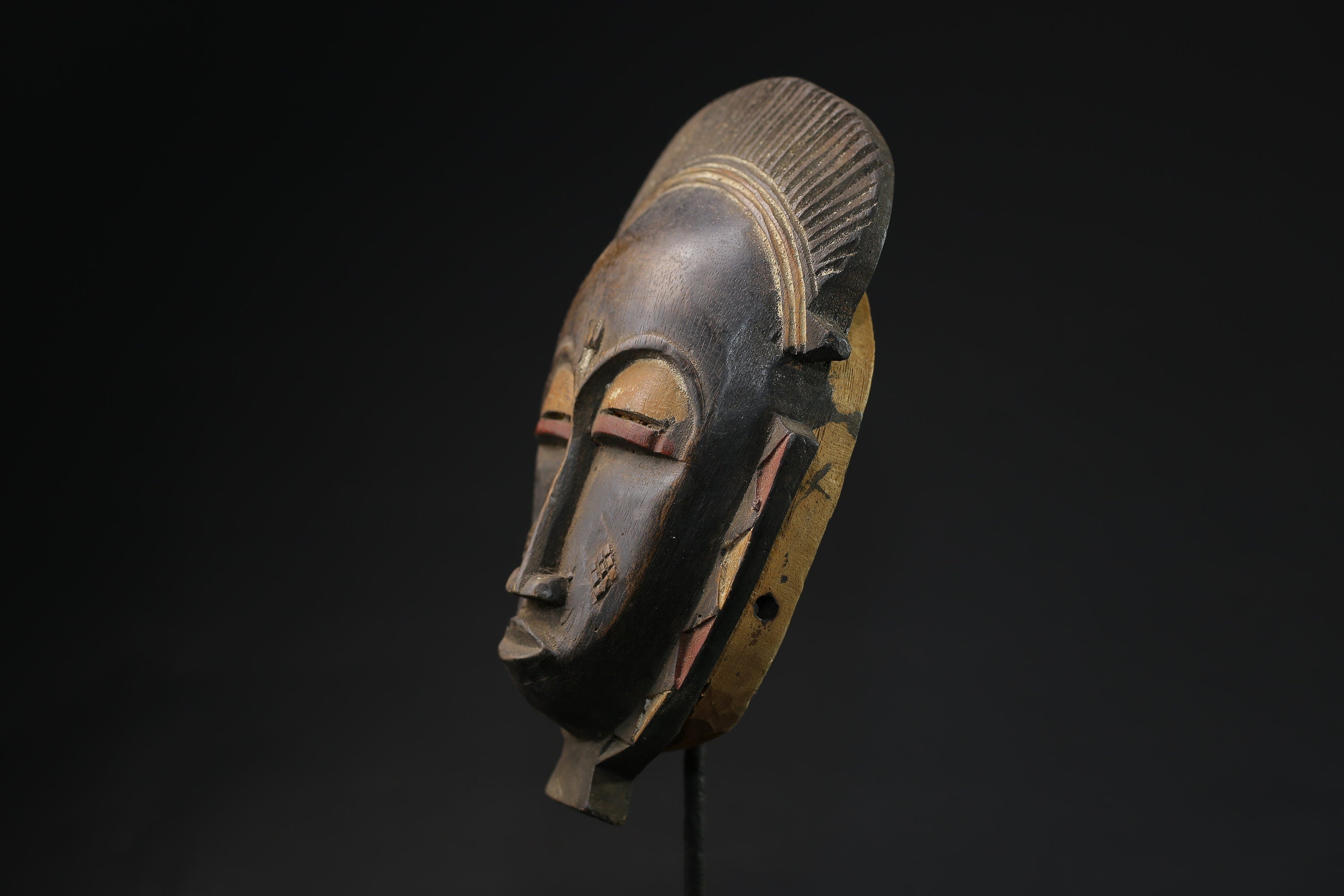 African Antique mask hand carved wooden wall decor tribe Vintage guro-5393