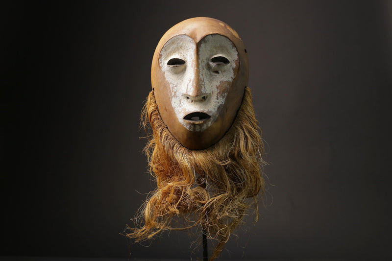 African Masks Lega Mask Carved Wall Hanging Primitive Art Masks for wall -G2466