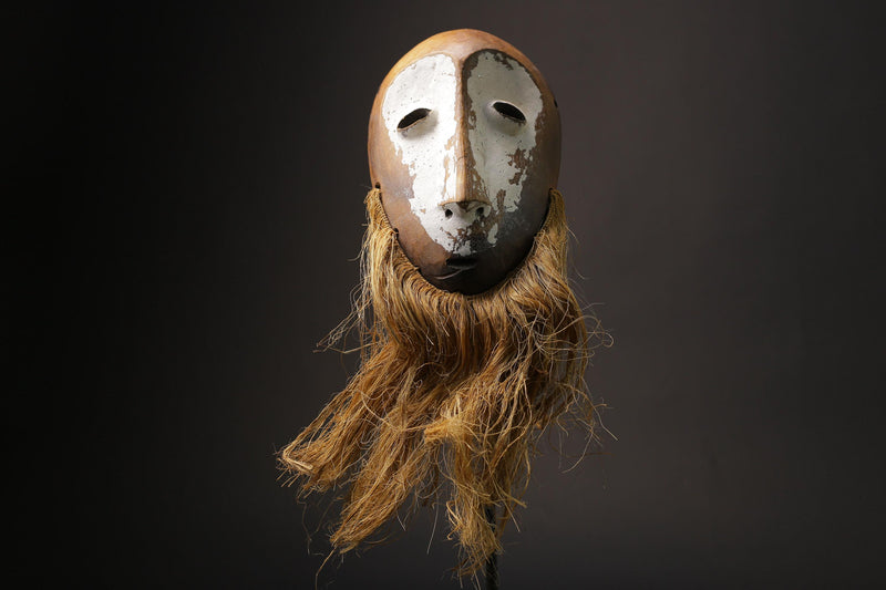 African Masks Lega Mask Carved Wall Hanging Primitive Art Masks for wall -G2470