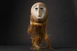 African Masks Lega Mask Carved Wall Hanging Primitive Art Masks for wall -G2479