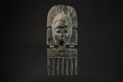 African Tribal Face Wood Hand Carved African Hand Carved Ebony Comb Home Décor statue-9666