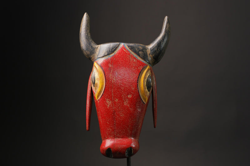 African mask Vintage Hand Carved Baule Authentic Handsome Bull mask Masks for wall-G2486