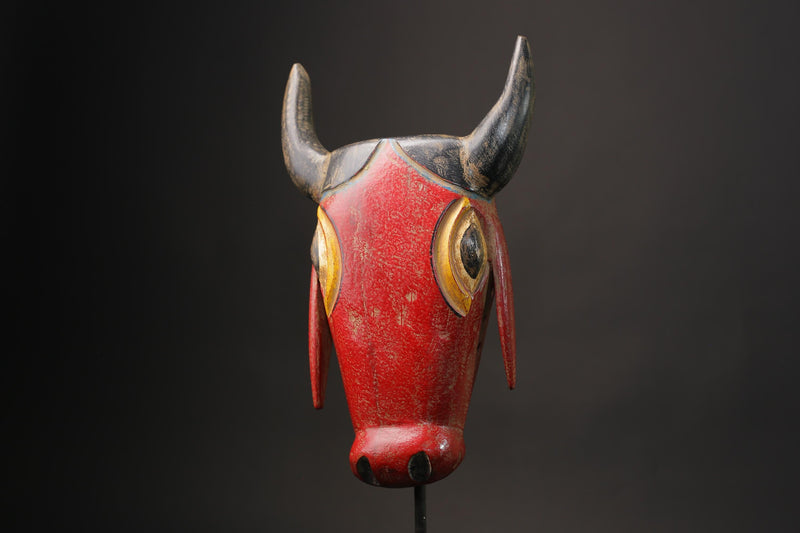 African mask Vintage Hand Carved Baule Authentic Handsome Bull mask Masks for wall-G2486