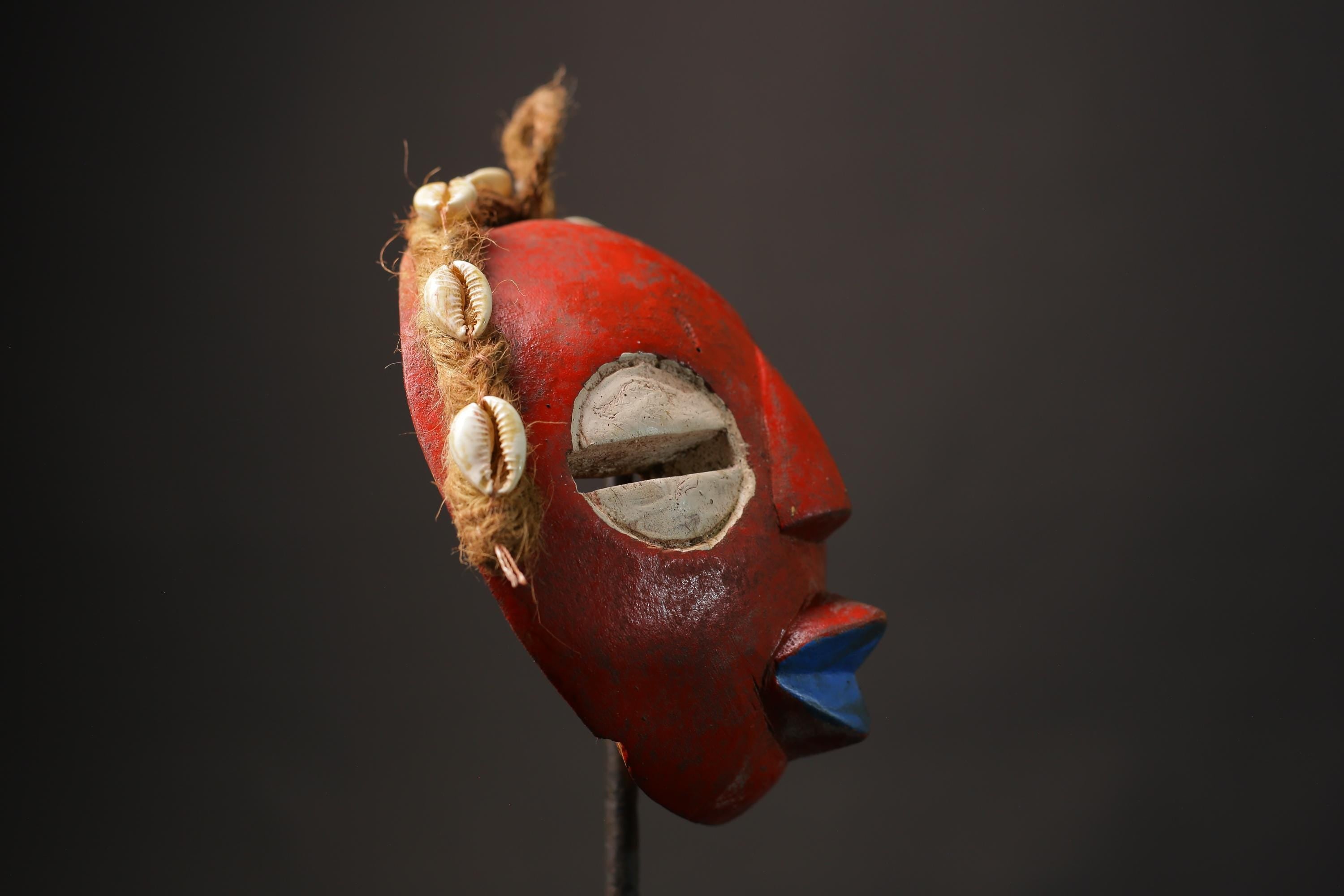 African Tribal Face Hand Carved GHANA Wood Round African Mask Edudzi Masks for wall-9880