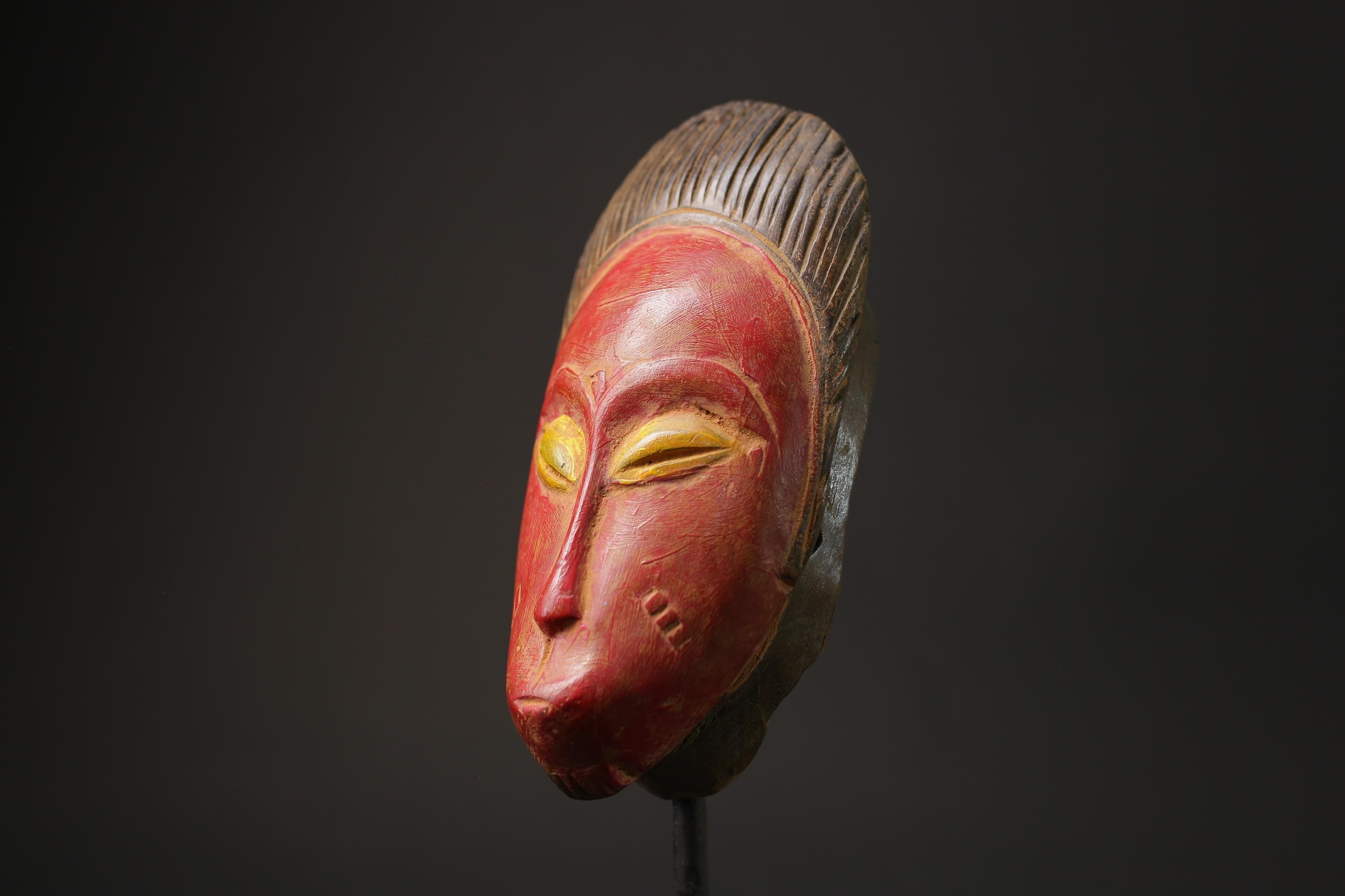 African wood mask antiques Tribal African Art Face Mask African Guro Baule Masks for wall-8618