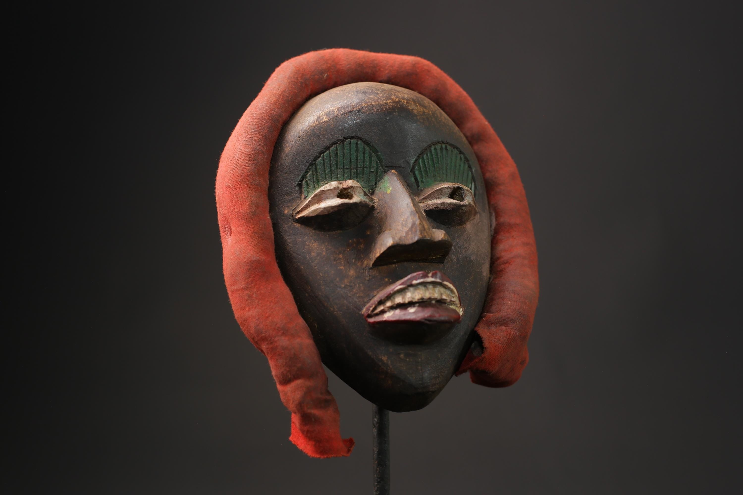 African Mask Antiques Tribal Face Vintage Wood DAN Carved Hanging Masks for wall-9885