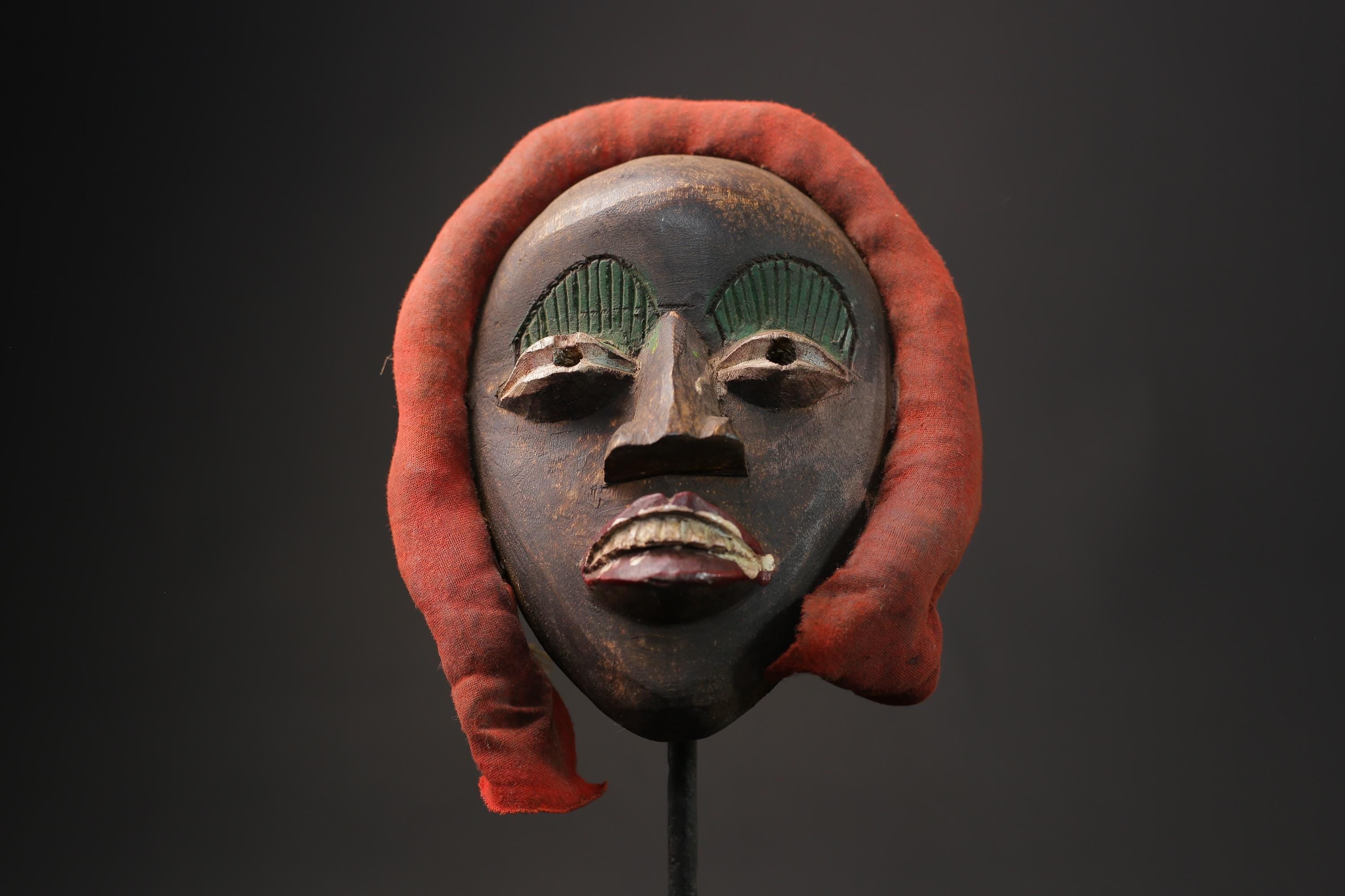 African Mask Antiques Tribal Face Vintage Wood DAN Carved Hanging Masks for wall-9885
