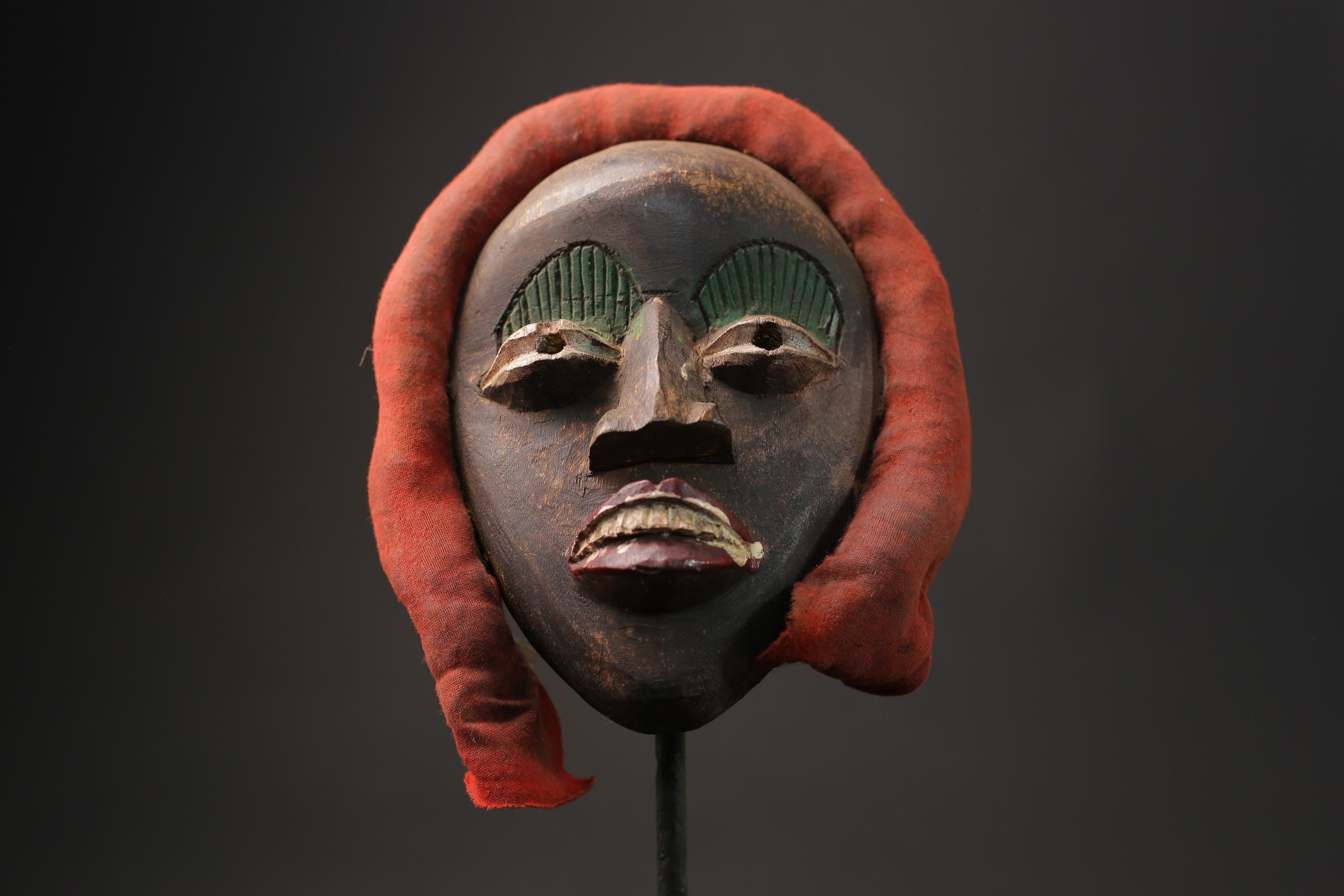African Mask Antiques Tribal Face Vintage Wood DAN Carved Hanging Masks for wall-9885