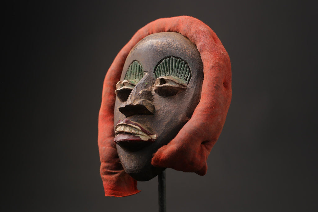 African Mask Antiques Tribal Face Vintage Wood DAN Carved Hanging Masks for wall-9885