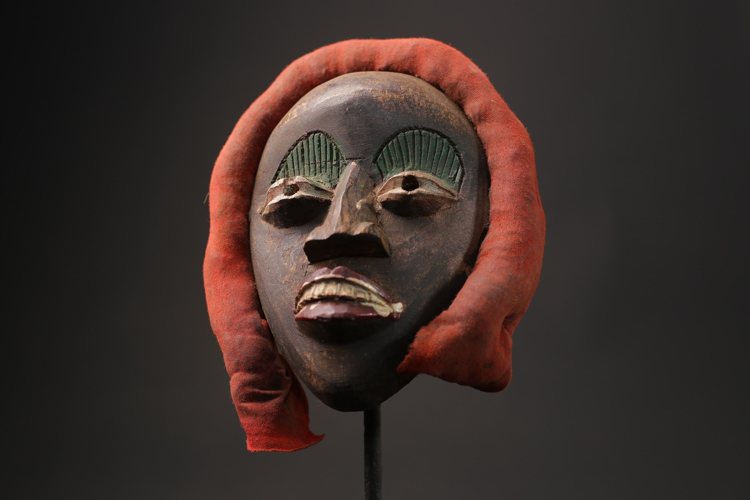 African Mask Antiques Tribal Face Vintage Wood DAN Carved Hanging Masks for wall-9885