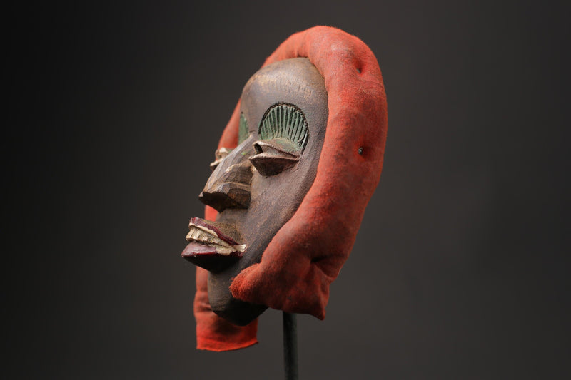 African Mask Antiques Tribal Face Vintage Wood DAN Carved Hanging Masks for wall-9885