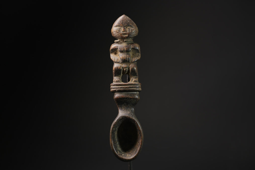 African Makonde Spoon Sculpted Spoon Whose Handle Forms An Ancestor Figure-5457