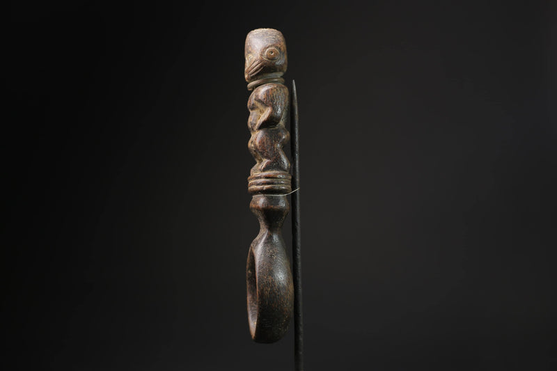 African Makonde Spoon Sculpted Spoon Whose Handle Forms An Ancestor Figure-5457