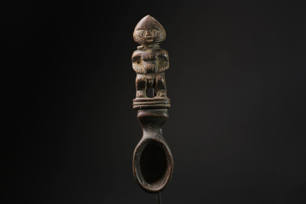 African Makonde Spoon Sculpted Spoon Whose Handle Forms An Ancestor Figure-5457