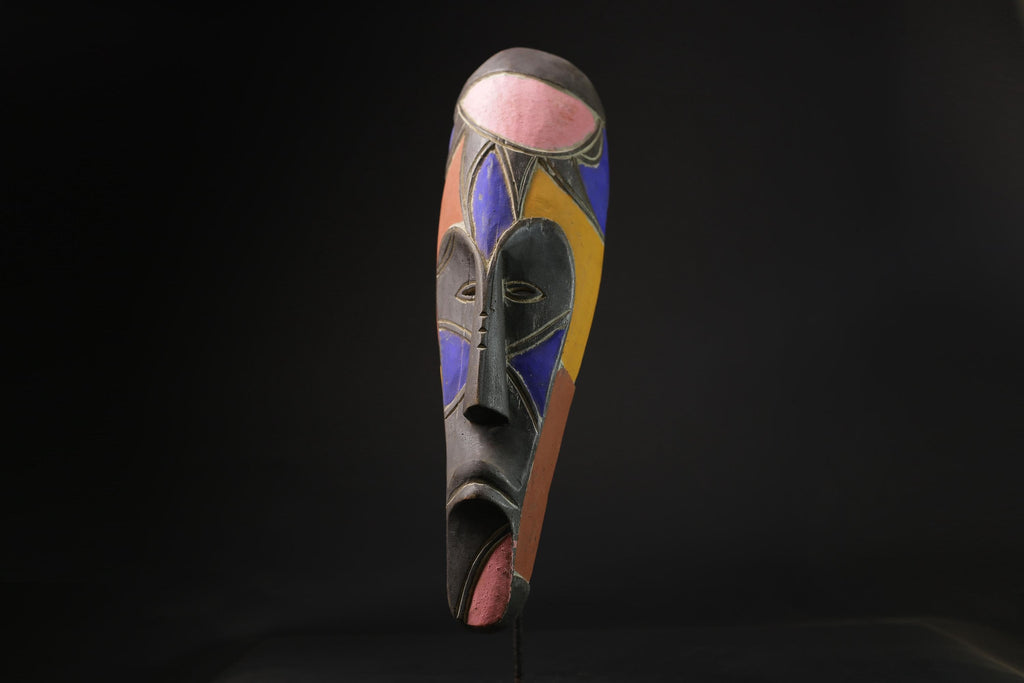 African Face Mask African Tribal Art Wooden Carved Fang Mask North Gabon-3698