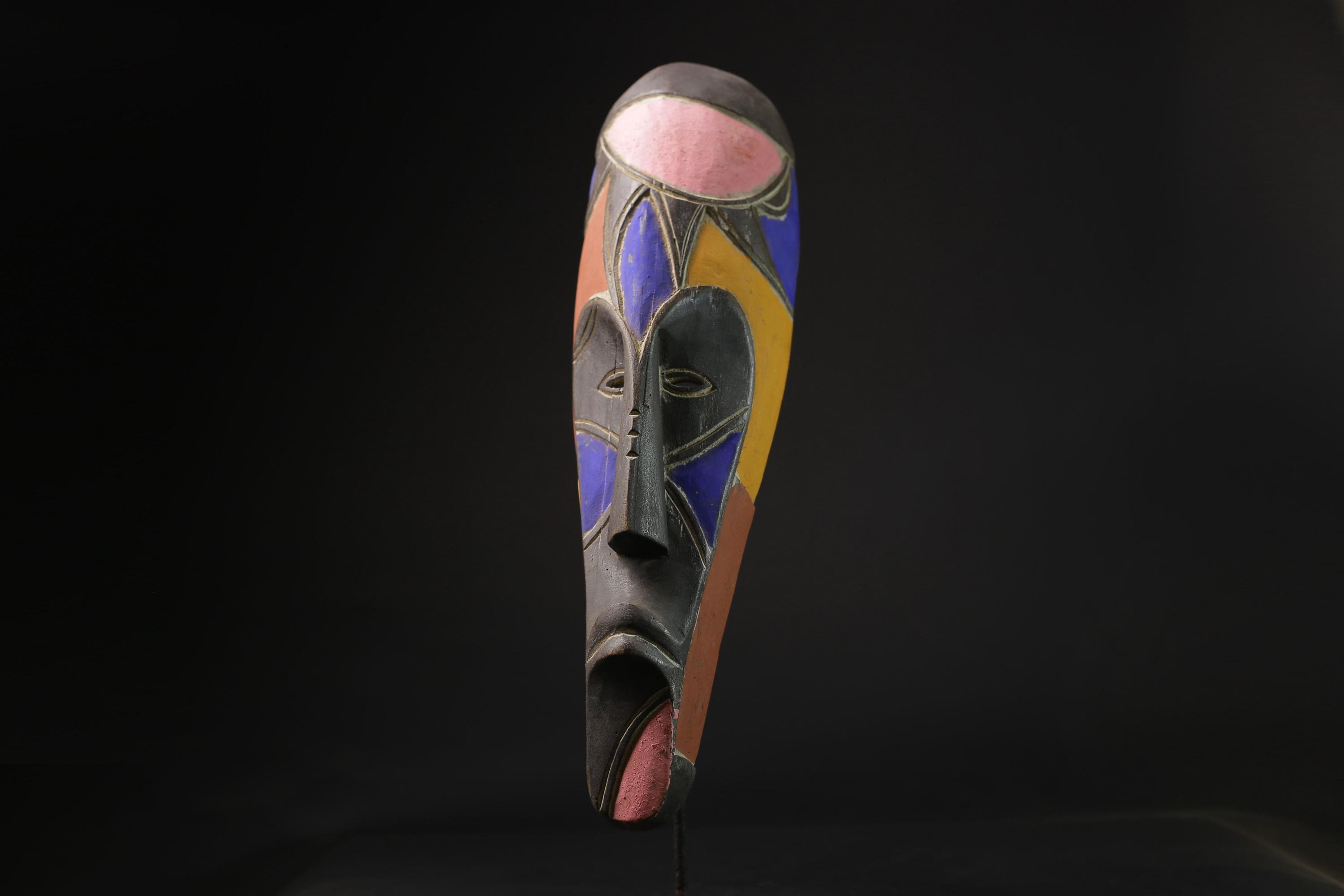 African Face Mask African Tribal Art Wooden Carved Fang Mask North Gabon-3698