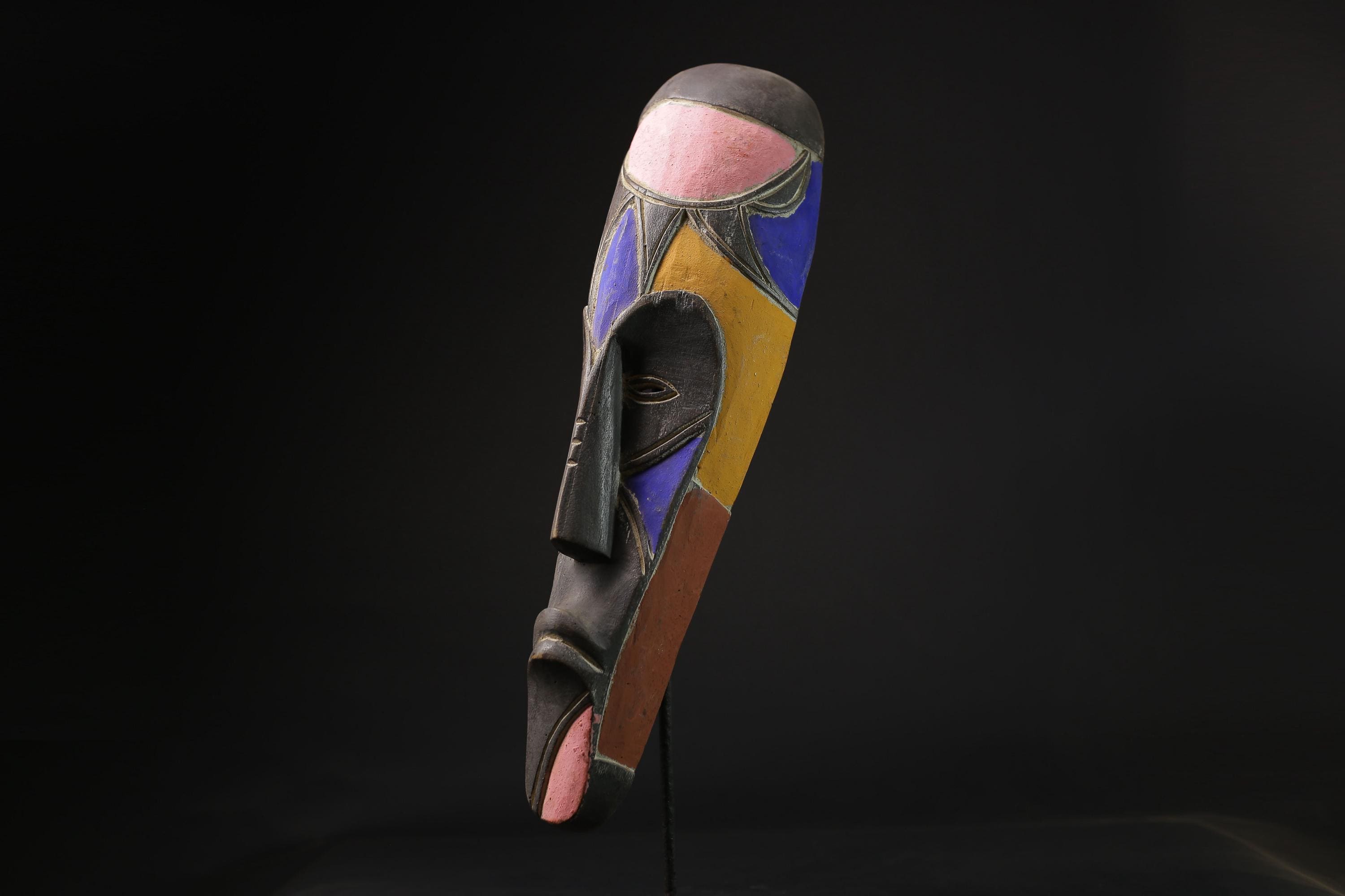 African Face Mask African Tribal Art Wooden Carved Fang Mask North Gabon-3698