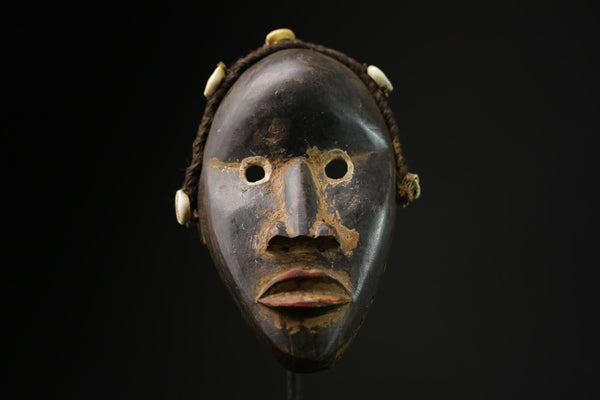 African Tribal Face Mask Wood Hand Carved Wall Hanging Kuba Dan Mask-9690