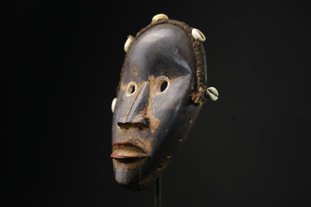 African Tribal Face Mask Wood Hand Carved Wall Hanging Kuba Dan Mask-9690