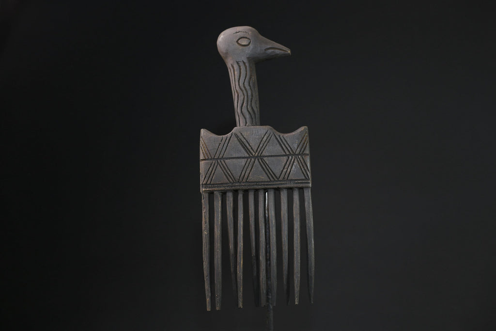 African figure West African Comb Wooden African Swahili Carved-G2196