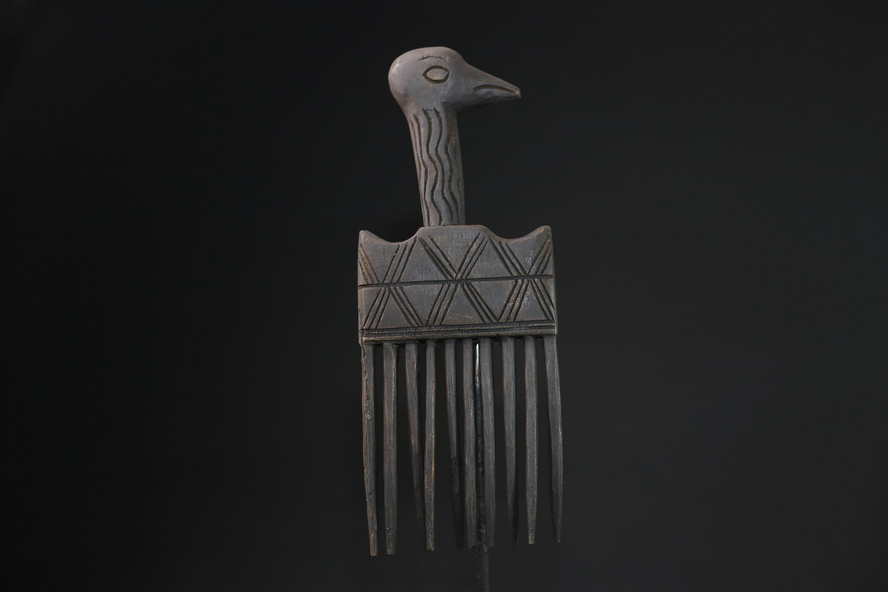 African figure West African Comb Wooden African Swahili Carved-G2196